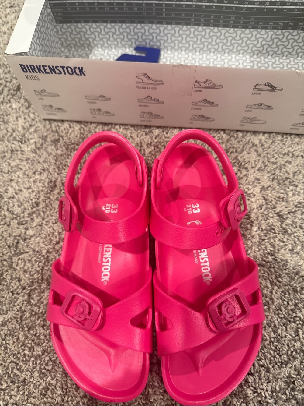 Birkenstock Kids Bright Pink EVA Two-Strap Sandals